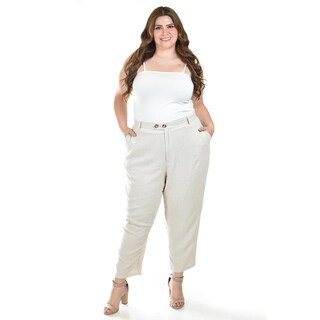 Foto 5 | Foto 5 | Pantalon De Lino De Doble Boton Roman Fashion /tallas Extras, 58749 (beige) Beige
