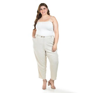 Foto 6 | Foto 6 | Pantalon De Lino De Doble Boton Roman Fashion /tallas Extras, 58749 (beige) Beige