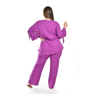 Foto 3 | Foto 3 | Set De Lino Con Botones Decorativos Roman Fashion /tallas Extras, 0230 (morado) Violeta