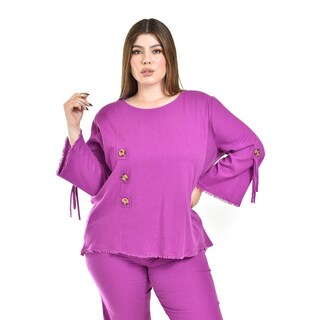 Foto 5 | Foto 5 | Set De Lino Con Botones Decorativos Roman Fashion /tallas Extras, 0230 (morado) Violeta