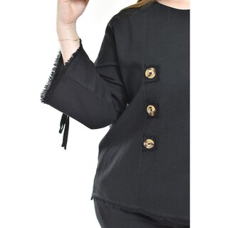 Foto 5 | Foto 5 | Set De Lino Con Botones Decorativos Roman Fashion /tallas Extras, 0230 (negro) Negro