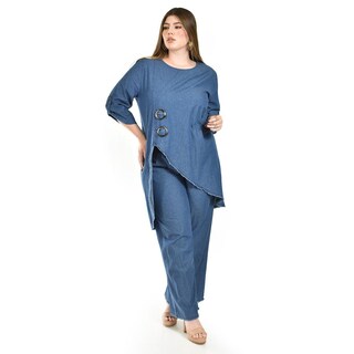 Foto 5 | Foto 5 | Set De Mezclilla Asimetrico Roman Fashion /tallas Extras, 0010 (dark) Azul