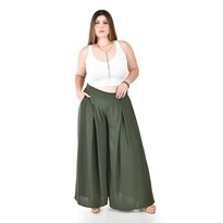 Pantalón Tipo Palazzo Roman Fashion Verde para Mujer