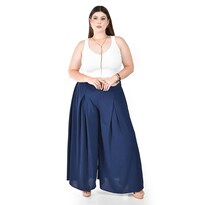 Pantalon Tipo Palazzo Roman Fashion Azul Marino para Mujer
