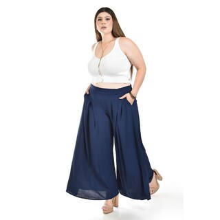 Foto 2 | Foto 2 | Pantalon Tipo Palazzo Roman Fashion Azul Marino para Mujer