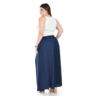 Foto 3 | Foto 3 | Pantalon Tipo Palazzo Roman Fashion Azul Marino para Mujer