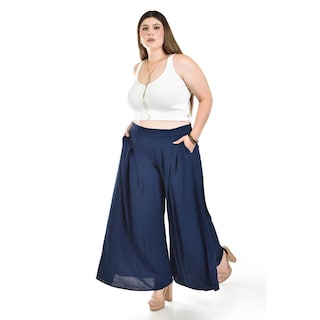 Foto 2 | Foto 2 | Pantalon Tipo Palazzo Roman Fashion Azul Marino para Mujer