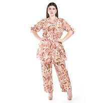 Conjunto Estampado de Hojas Roman Fashion Anaranjado