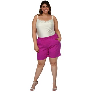 Foto 6 | Foto 6 | Short de Lino Roman Fashion Talla Extra 7179 color Magenta