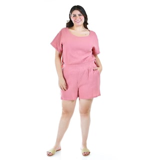 Foto 6 | Foto 6 | Set de Algodón Roman Fashion Rosa Tallas Extras para Mujer 2 Piezas