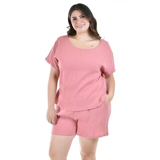 Foto 1 | Foto 1 | Set de Algodón Roman Fashion Rosa Tallas Extras para Mujer 2 Piezas