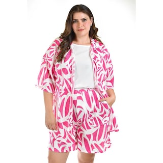 Foto 5 | Foto 5 | Set Plisado Ensamble Y Short Roman Fashion /tallas Extras, 4342 (blanco - Fiusha) Fucsia