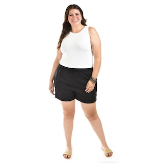 Foto 1 | Foto 1 | Short De Lino Con Bolsillos Roman Fashion /tallas Extras, 021 (negro) Negro