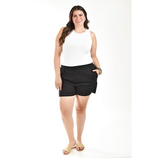 Foto 5 | Foto 5 | Short De Lino Con Bolsillos Roman Fashion /tallas Extras, 021 (negro) Negro