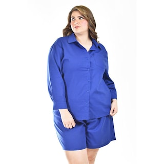 Foto 5 | Foto 5 | Set De Lino Camisa Y Short Roman Fashion /tallas Extras, 9103 (azul Rey) Azul