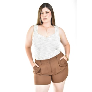 Foto 4 | Foto 4 | Short De Vestir Con Pinzas Roman Fashion/ Tallas Extras, 31404 (cafe) Cafe