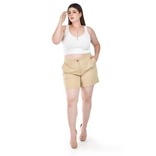Foto 5 | Foto 5 | Short de Lino Roman Fashion Beige para Mujer