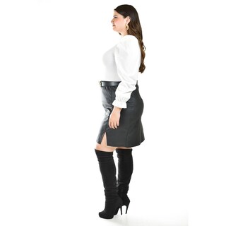 Foto 2 | Foto 2 | Falda de Piel Sintética Roman Fashion Tallas Extras 7057 Negro