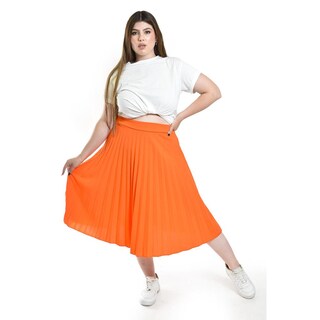 Foto 4 | Foto 4 | Falda Plisada Midi Roman Fashion/tallas Extras, 715 (naranja) Naranja