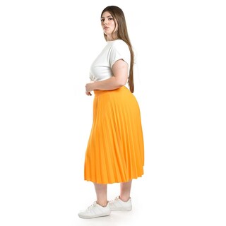 Foto 2 | Foto 2 | Falda Plisada Midi Roman Fashion/tallas Extras, 715 (mango) Amarillo