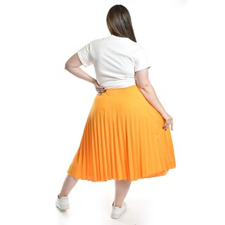 Foto 3 | Foto 3 | Falda Plisada Midi Roman Fashion/tallas Extras, 715 (mango) Amarillo