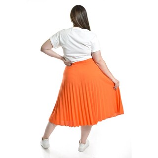 Foto 3 | Foto 3 | Falda Plisada Midi Roman Fashion/tallas Extras, 715 (naranja) Naranja