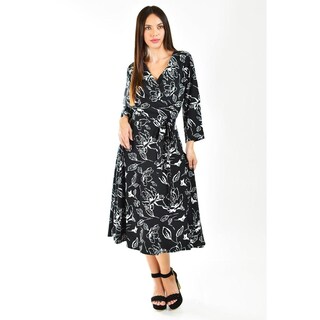 Foto 1 | Foto 1 | Vestido Roman Fashion VTS 1002 Estampado de Hojas Negro