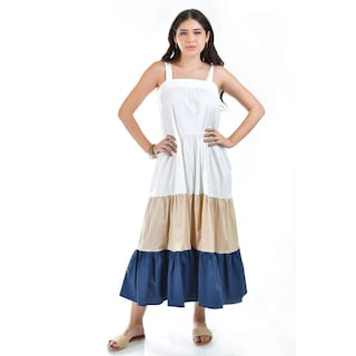 Foto 5 | Foto 5 | Vestido de Popelina Tricolor Roman Fashion /juvenil 883 Beige