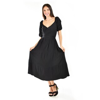Foto 5 | Foto 5 | Vestido Escote Cruzado Roman Fashion Negro Juvenil