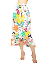 Falda Corte de Sirena con Volantes Elegante O Casual Fald-1002 Blanca