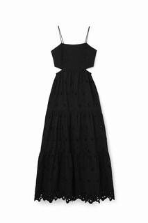 Foto 1 | Foto 1 | Vestido Largo Bordados Cut-outs Negro Desigual