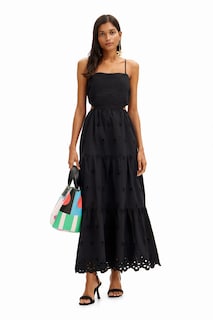 Foto 3 | Foto 3 | Vestido Largo Bordados Cut-outs Negro Desigual