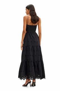 Foto 4 | Foto 4 | Vestido Largo Bordados Cut-outs Negro Desigual