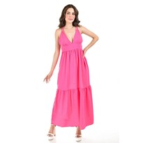 Maxivestido Doble Tirante Roman Fashion Rosa para Mujer