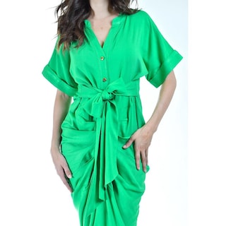 Foto 4 | Foto 4 | Vestido Drapeado con Botones Roman Fashion Verde para Mujer
