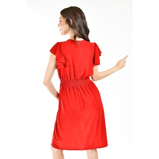 Foto 3 | Foto 3 | Vestido Manga con Volantes Roman FashionJuvenil Rojo