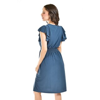 Foto 3 | Foto 3 | Vestido Manga con Volantes Roman Fashion Juvenil Azul