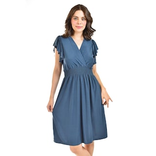 Foto 4 | Foto 4 | Vestido Manga con Volantes Roman Fashion Juvenil Azul