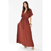 Maxi Vestido de Algodón Roman Fashion Juvenil 924 Café
