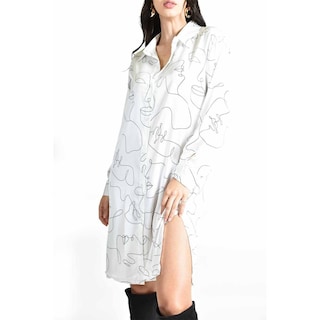 Foto 4 | Foto 4 | Vestido Rostro Abstracto Roman Fashion /juvenil, 1008 (blanco) Blanco