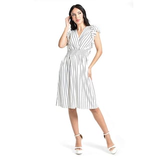 Foto 5 | Foto 5 | Vestido De Rayas Roman Fashion /juvenil, 8867-strp (blanco Rayas) Blanco