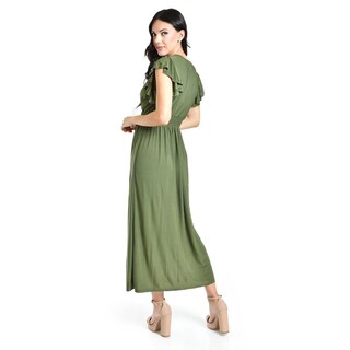 Foto 3 | Foto 3 | Vestido Largo Manga Volantes Roman Fashion /juvenil, 9940-so (verde Militar) Verde