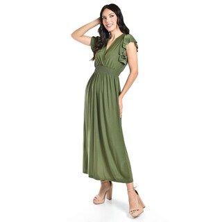 Foto 5 | Foto 5 | Vestido Largo Manga Volantes Roman Fashion /juvenil, 9940-so (verde Militar) Verde