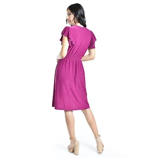 Foto 3 | Foto 3 | Vestido Manga Con Volantes Roman Fashion /juvenil, 8867-so (magenta) Fucsia Oscuro