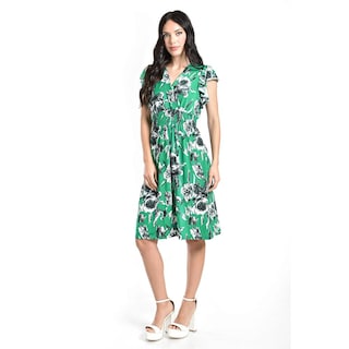 Foto 1 | Foto 1 | Vestido Floreado Cintura Smock Roman Fashion /juvenil, 8867 (verde Flor) Verde