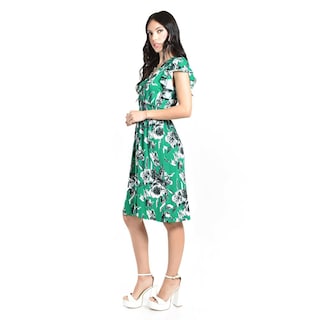 Foto 2 | Foto 2 | Vestido Floreado Cintura Smock Roman Fashion /juvenil, 8867 (verde Flor) Verde