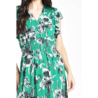 Foto 4 | Foto 4 | Vestido Floreado Cintura Smock Roman Fashion /juvenil, 8867 (verde Flor) Verde