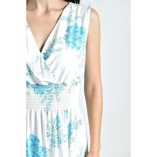 Foto 4 | Foto 4 | Vestido Largo Cintura Smock Roman Fashion / Juvenil, 8801x-11 (blanco Flor) Blanco