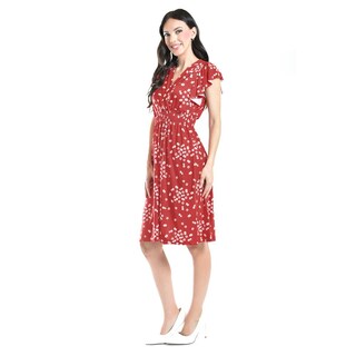 Foto 2 | Foto 2 | Vestido Flores Cintura Smock Roman Fashion /juvenil, 8867-12 (rojo Flor) Rojo