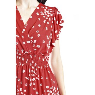 Foto 4 | Foto 4 | Vestido Flores Cintura Smock Roman Fashion /juvenil, 8867-12 (rojo Flor) Rojo